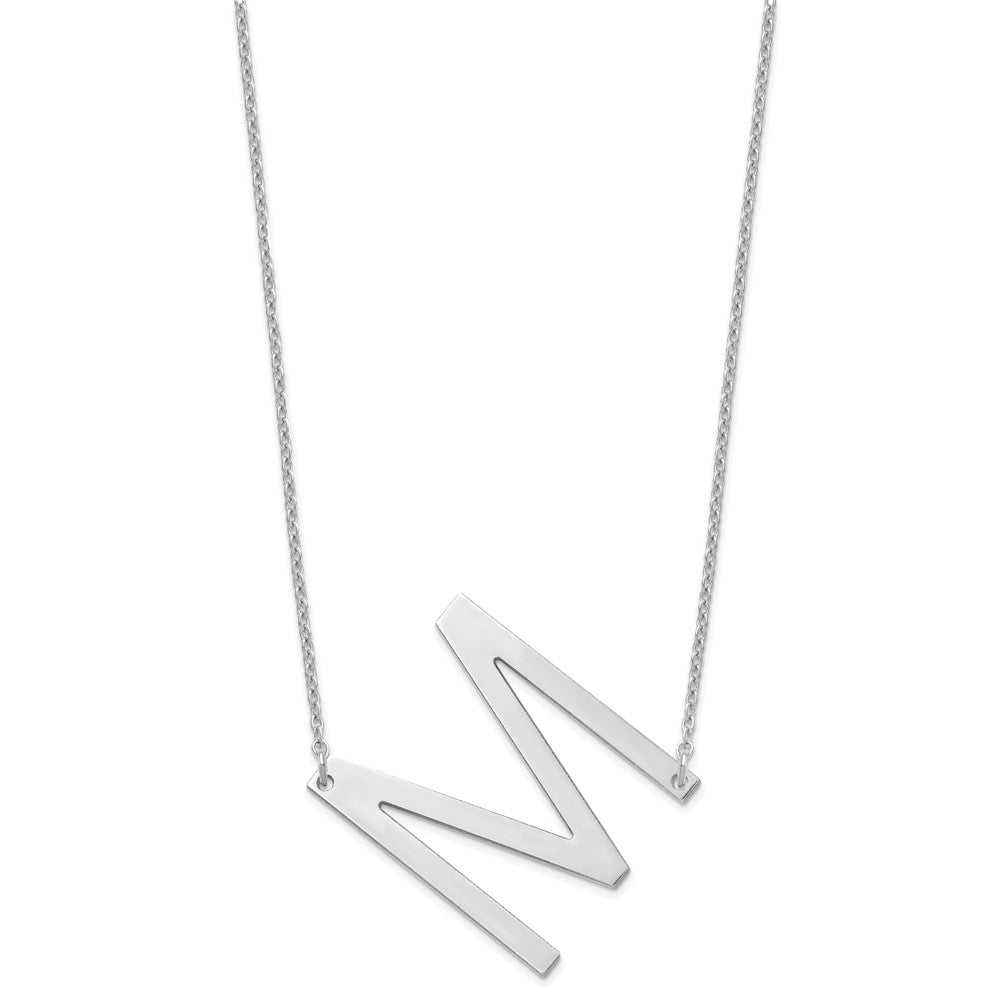 Sterling Silver Polished Large Letter M Necklace