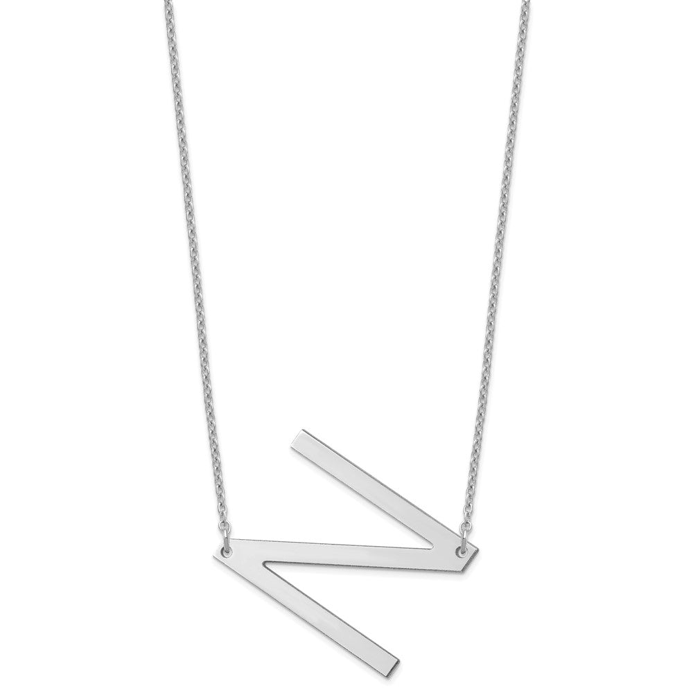 Sterling Silver Polished Large Letter N Necklace