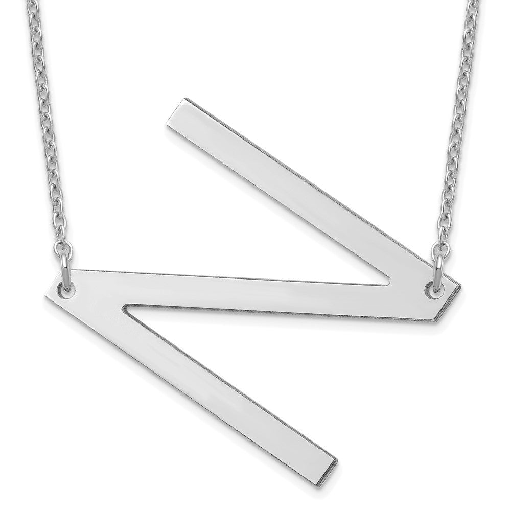 Sterling Silver Polished Large Letter N Necklace