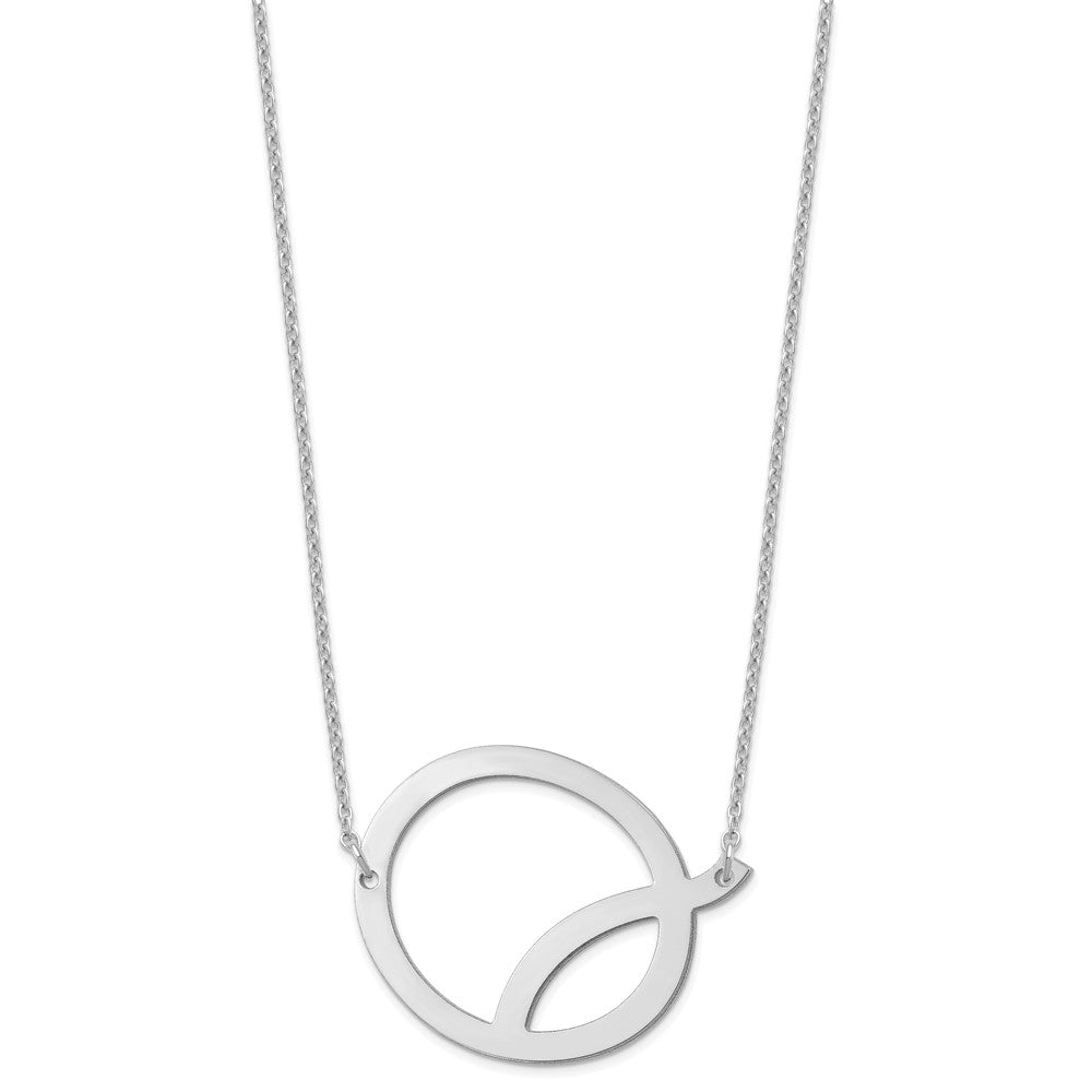 Sterling Silver Polished Large Letter Q Necklace