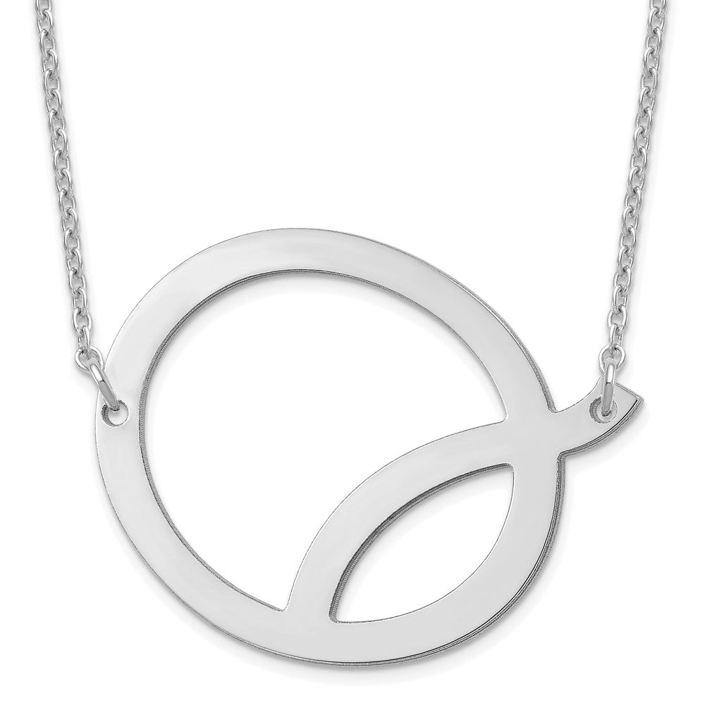 Sterling Silver Polished Large Letter Q Necklace