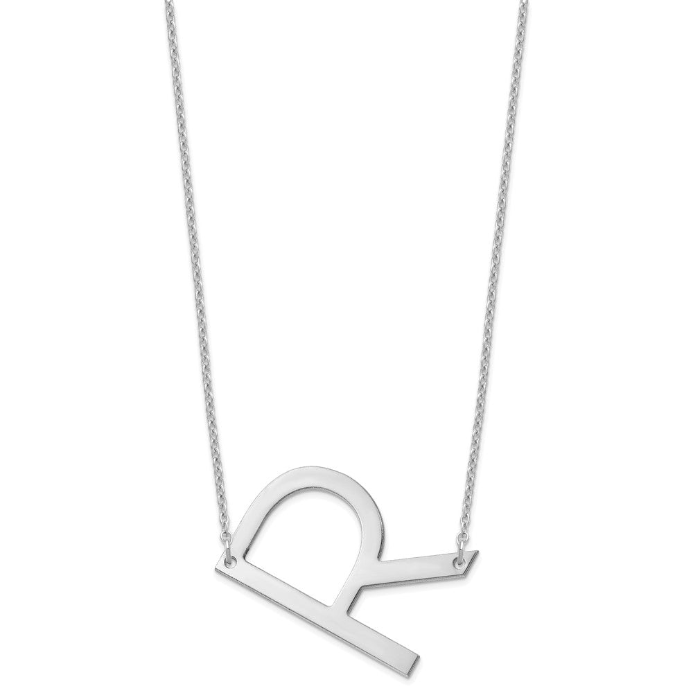 Sterling Silver Polished Large Letter R Necklace