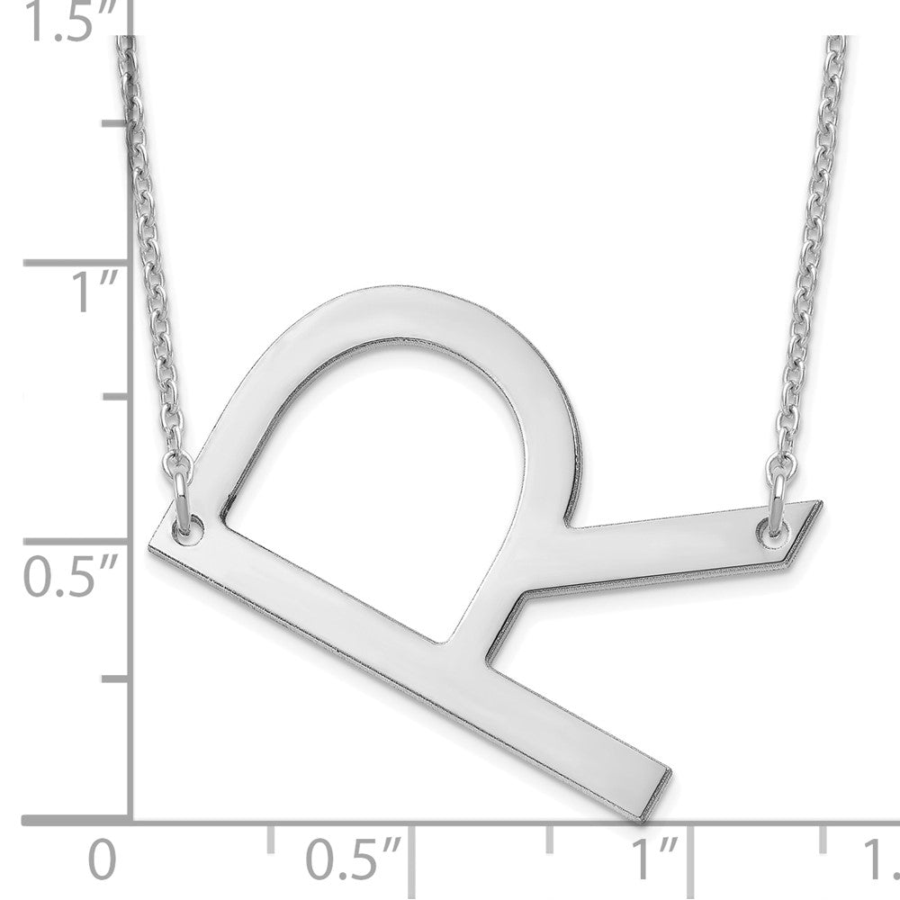 Sterling Silver Polished Large Letter R Necklace