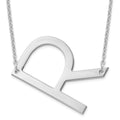 Sterling Silver Polished Large Letter R Necklace