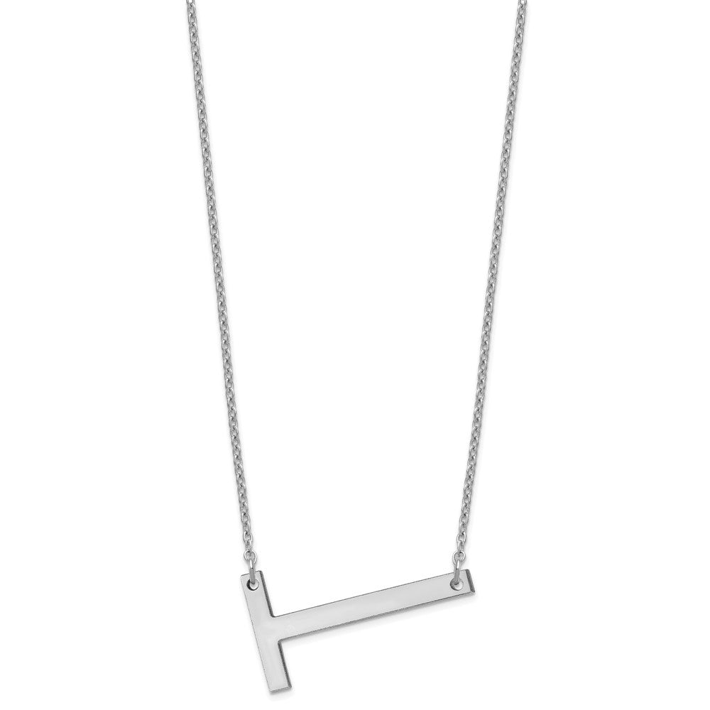 Sterling Silver Polished Large Letter T Necklace