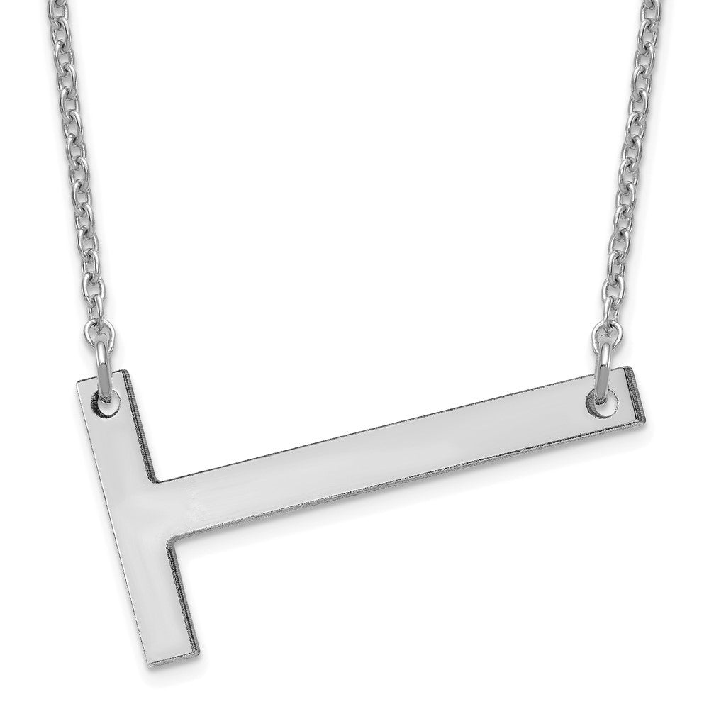 Sterling Silver Polished Large Letter T Necklace