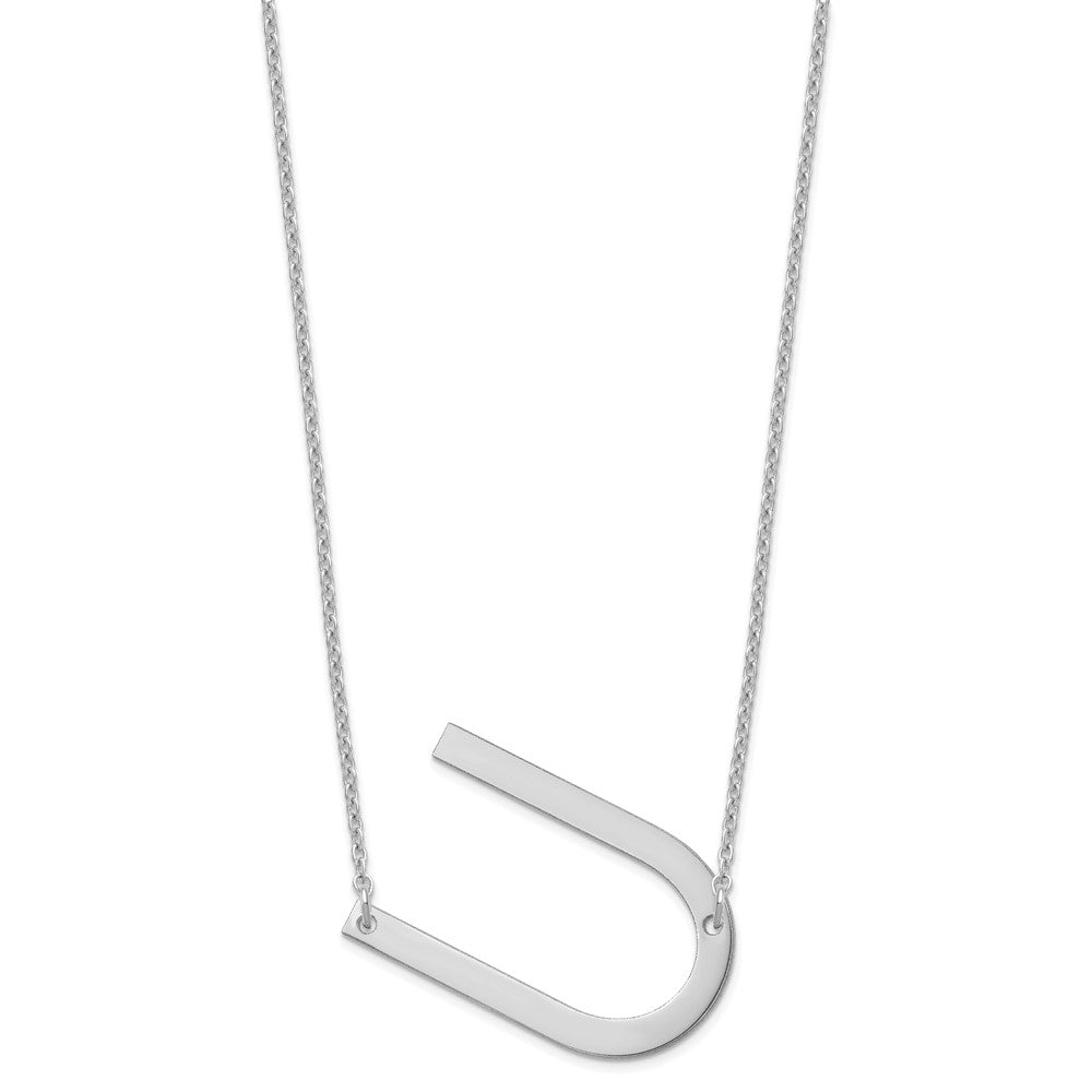 Sterling Silver Polished Large Letter U Necklace