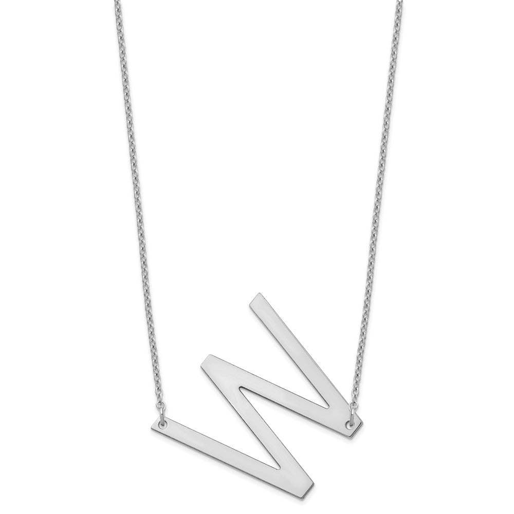Sterling Silver Polished Large Letter W Necklace