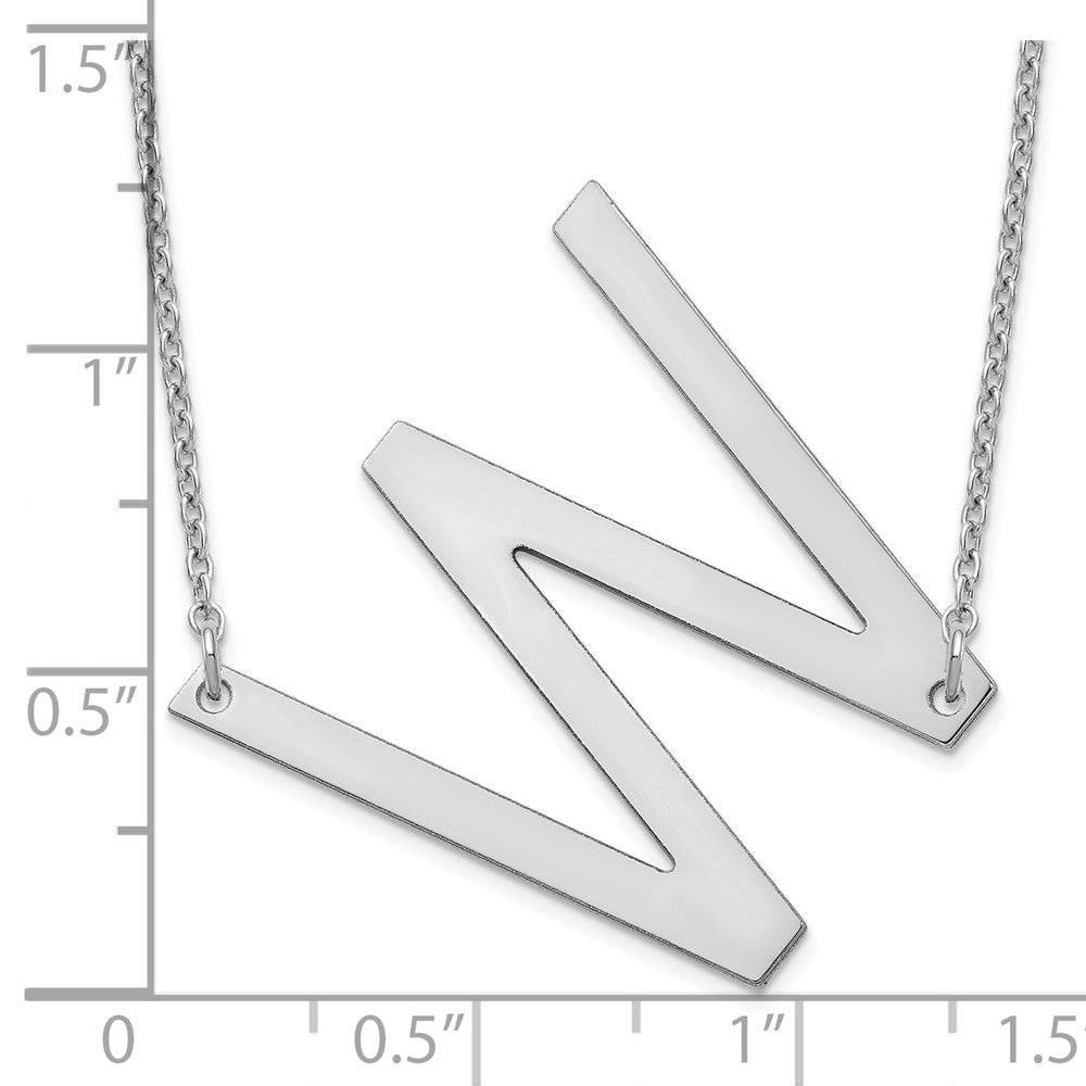 Sterling Silver Polished Large Letter W Necklace