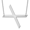 Sterling Silver Polished Large Letter X Necklace