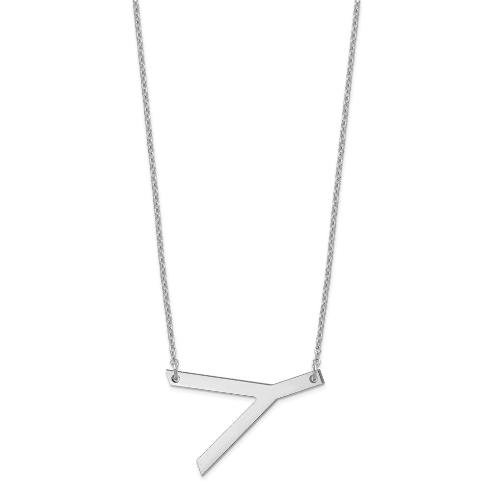 Sterling Silver Polished Large Letter Y Necklace