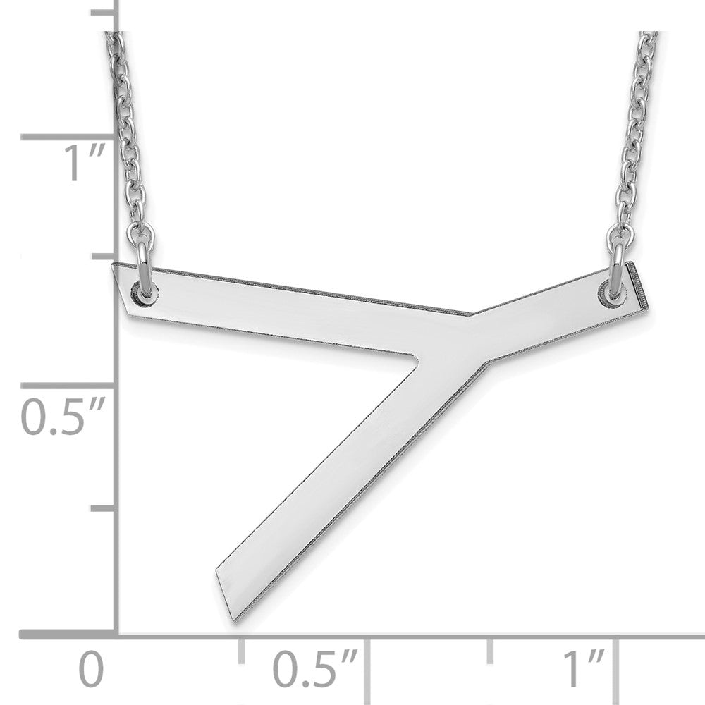Sterling Silver Polished Large Letter Y Necklace