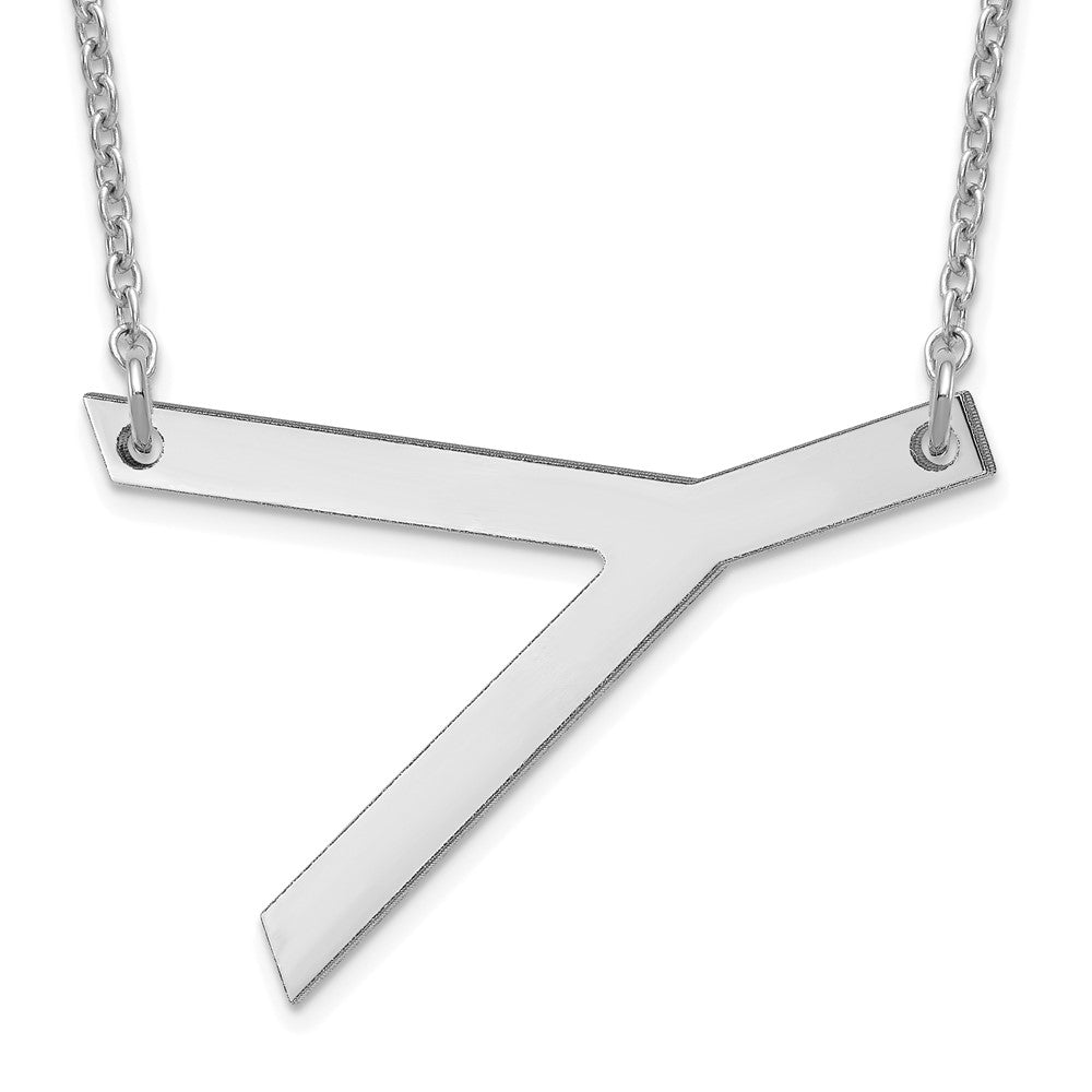 Sterling Silver Polished Large Letter Y Necklace