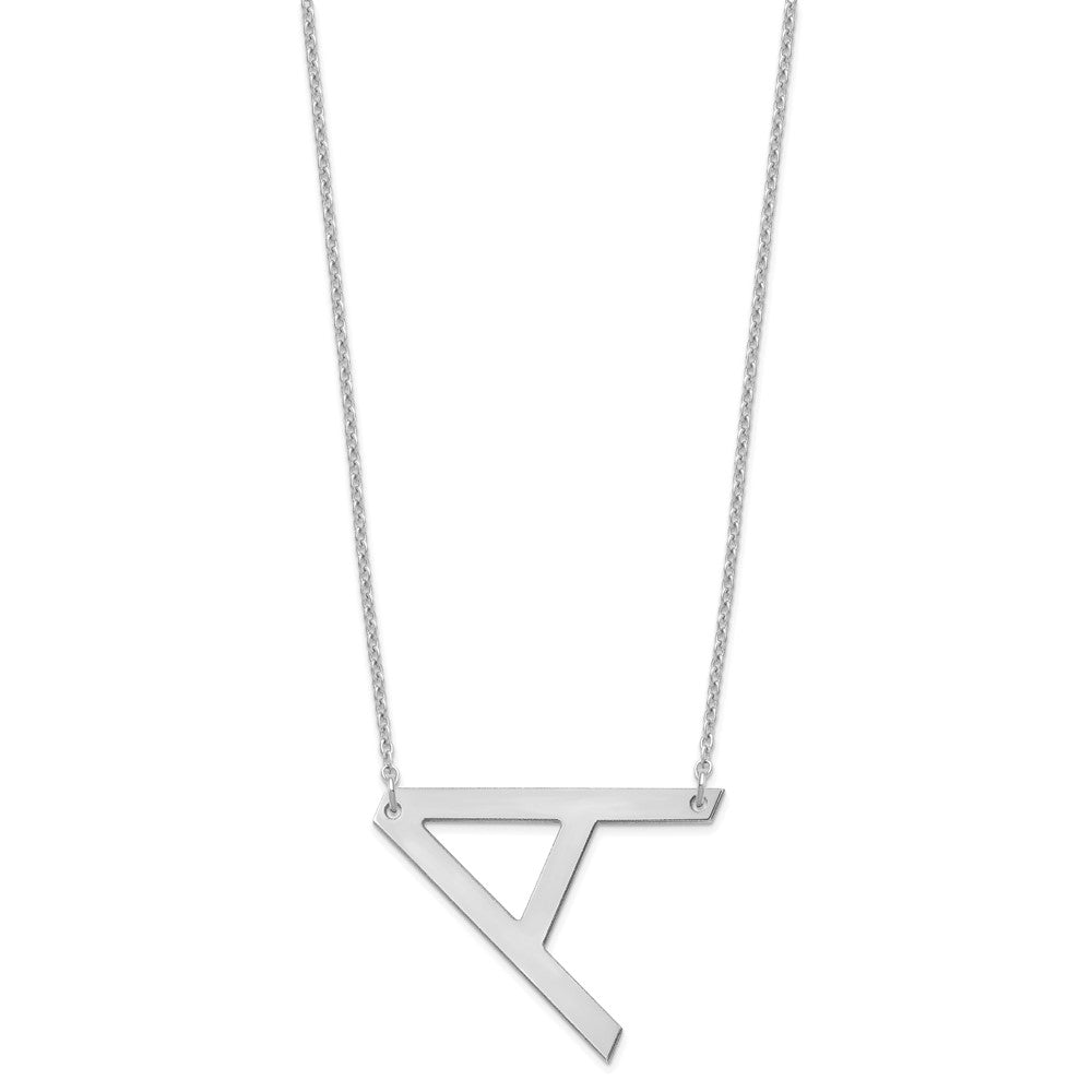 14K White Gold Polished Large Letter A Necklace