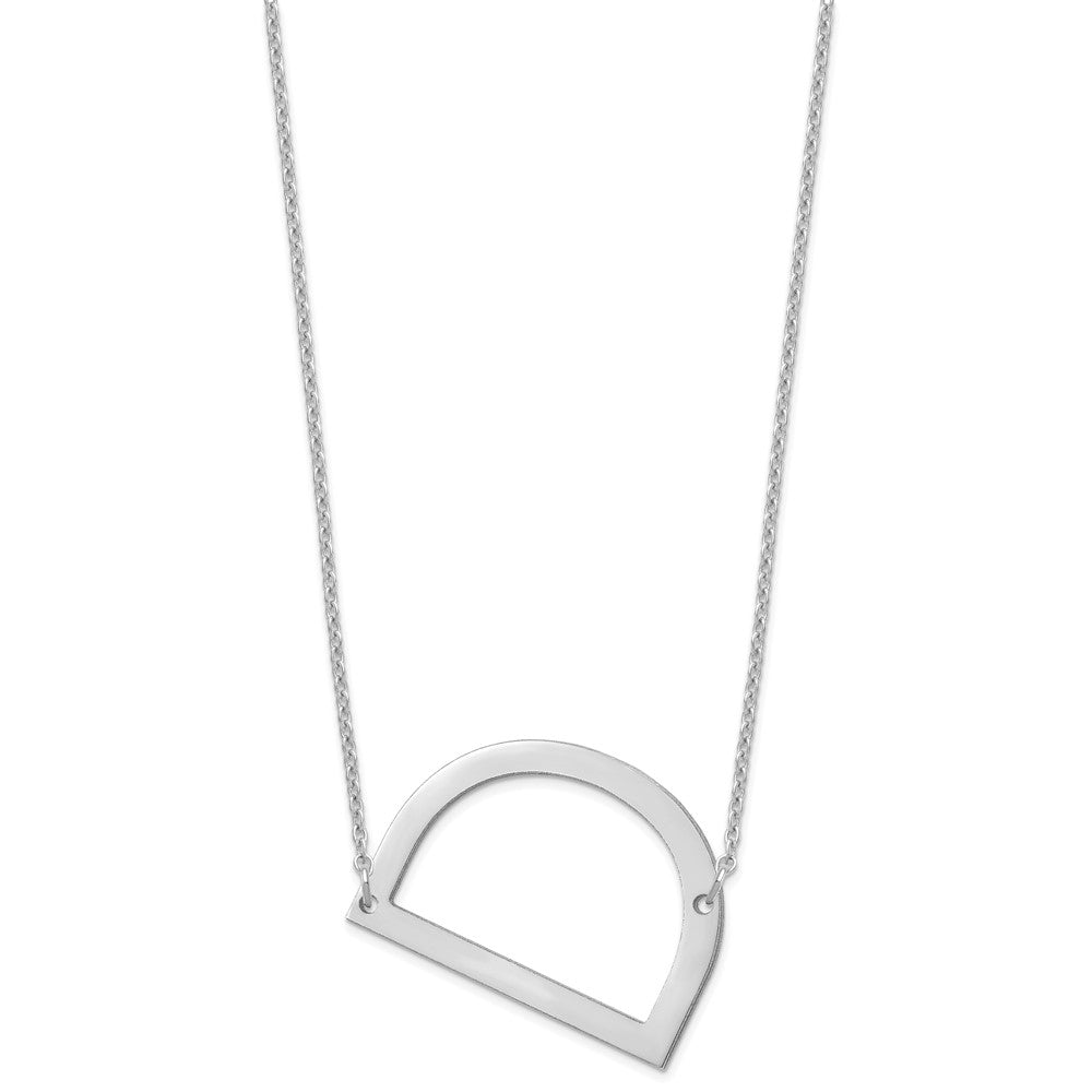 14K White Gold Polished Large Letter D Necklace