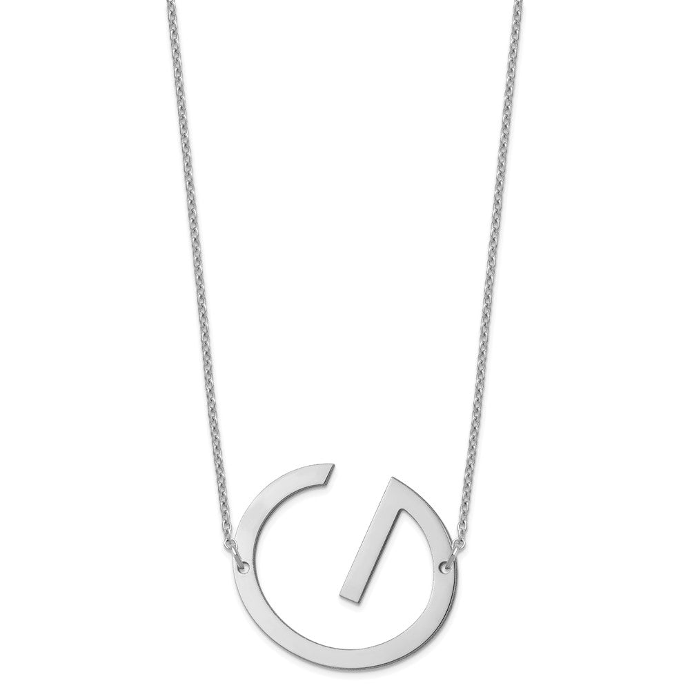 14K White Gold Polished Large Letter G Necklace