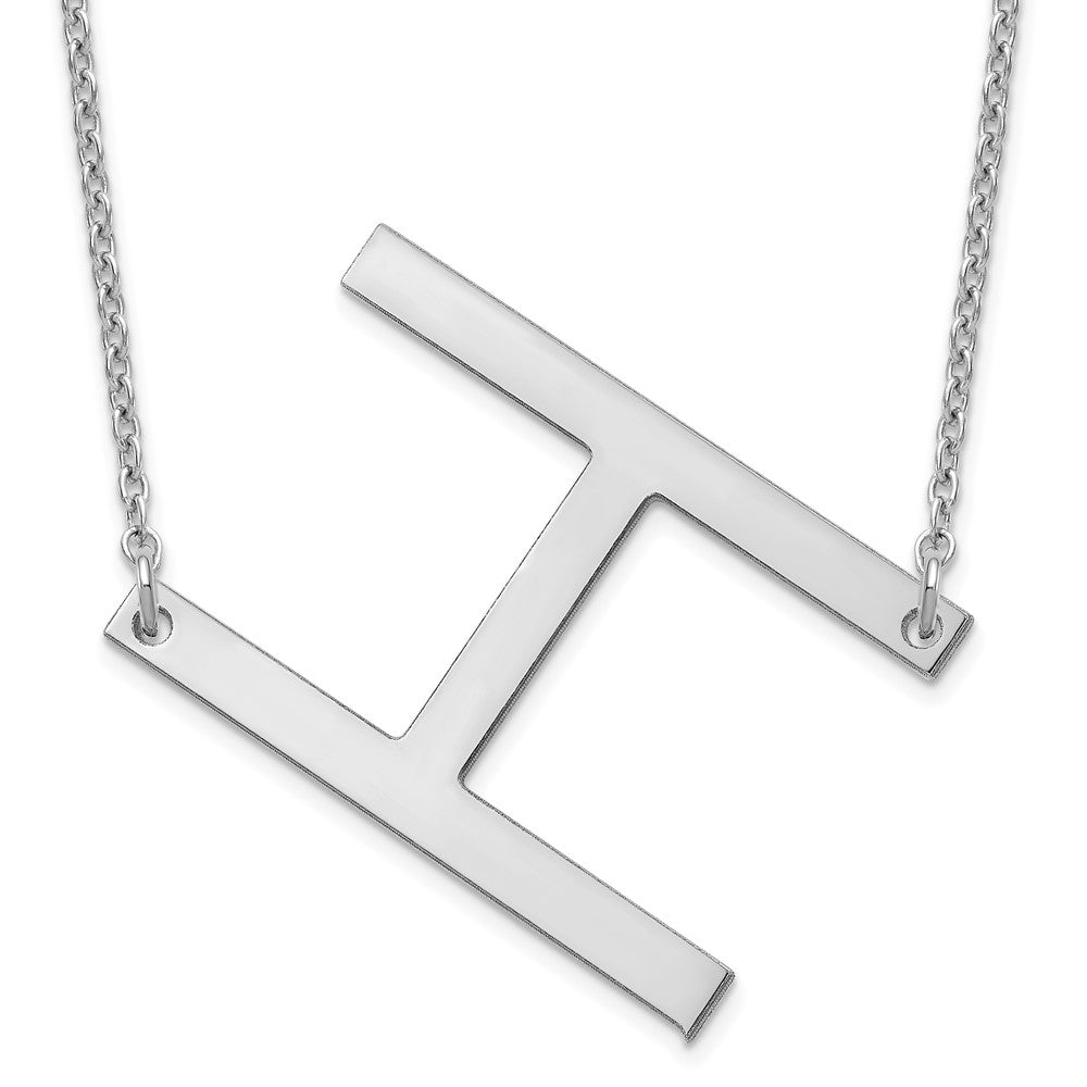 14K White Gold Polished Large Letter H Necklace