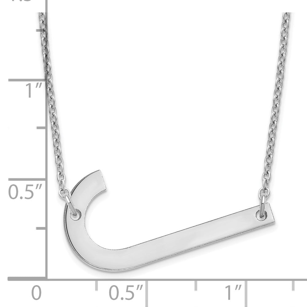 14K White Gold Polished Large Letter J Necklace