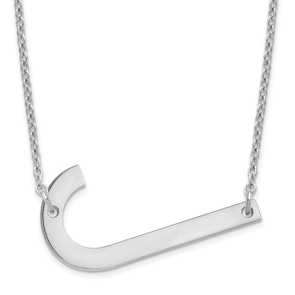 14K White Gold Polished Large Letter J Necklace