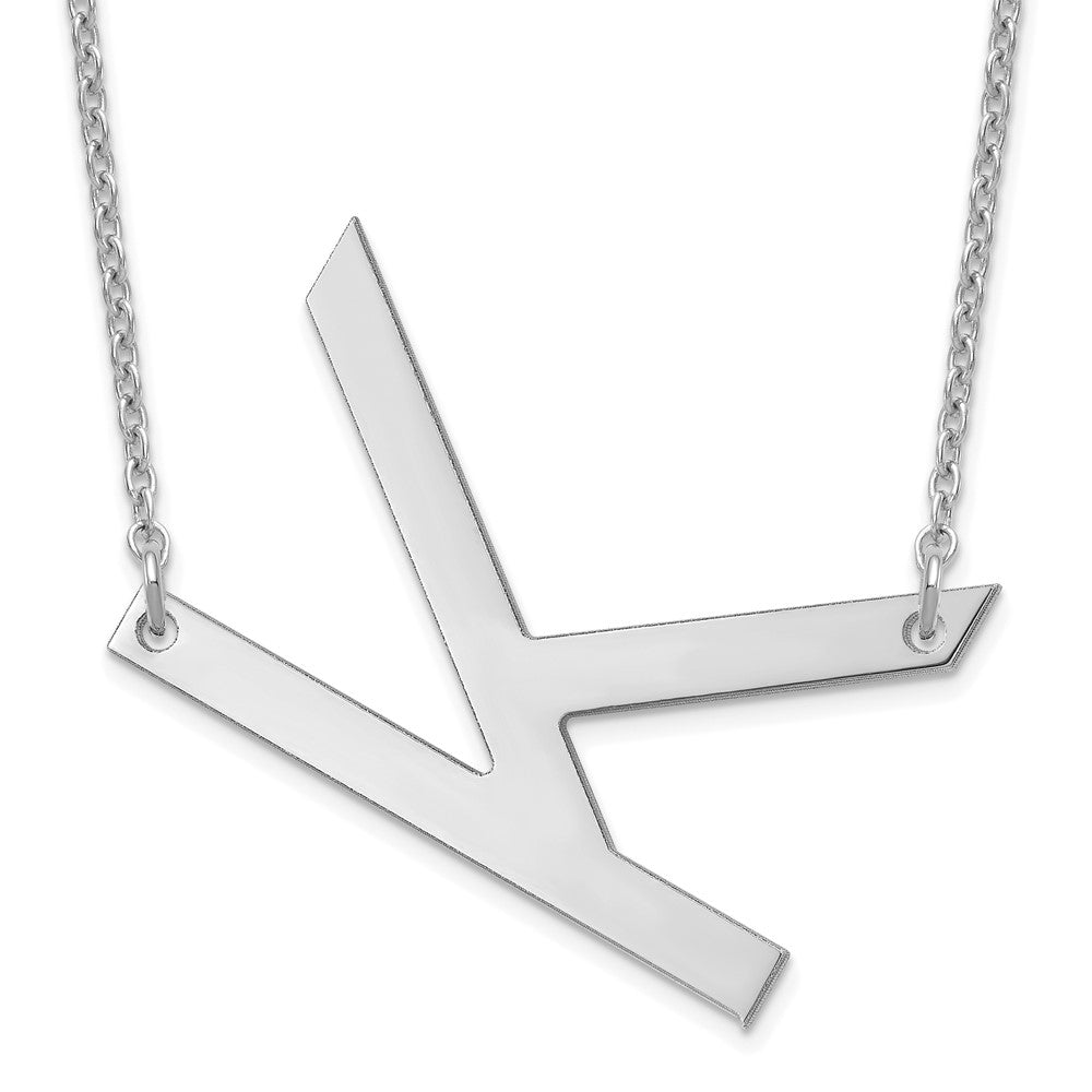 14K White Gold Polished Large Letter K Necklace