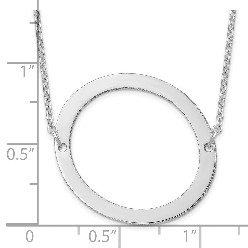 14K White Gold Polished Large Letter O Necklace