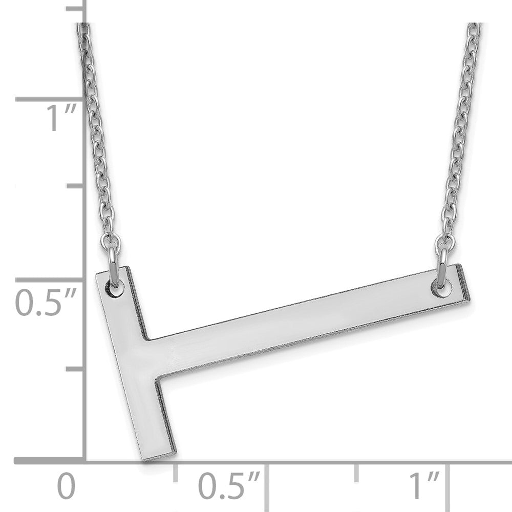 14K White Gold Polished Large Letter T Necklace