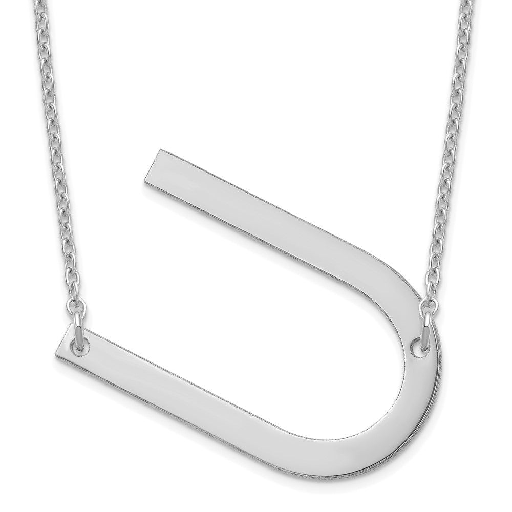 14K White Gold Polished Large Letter U Necklace