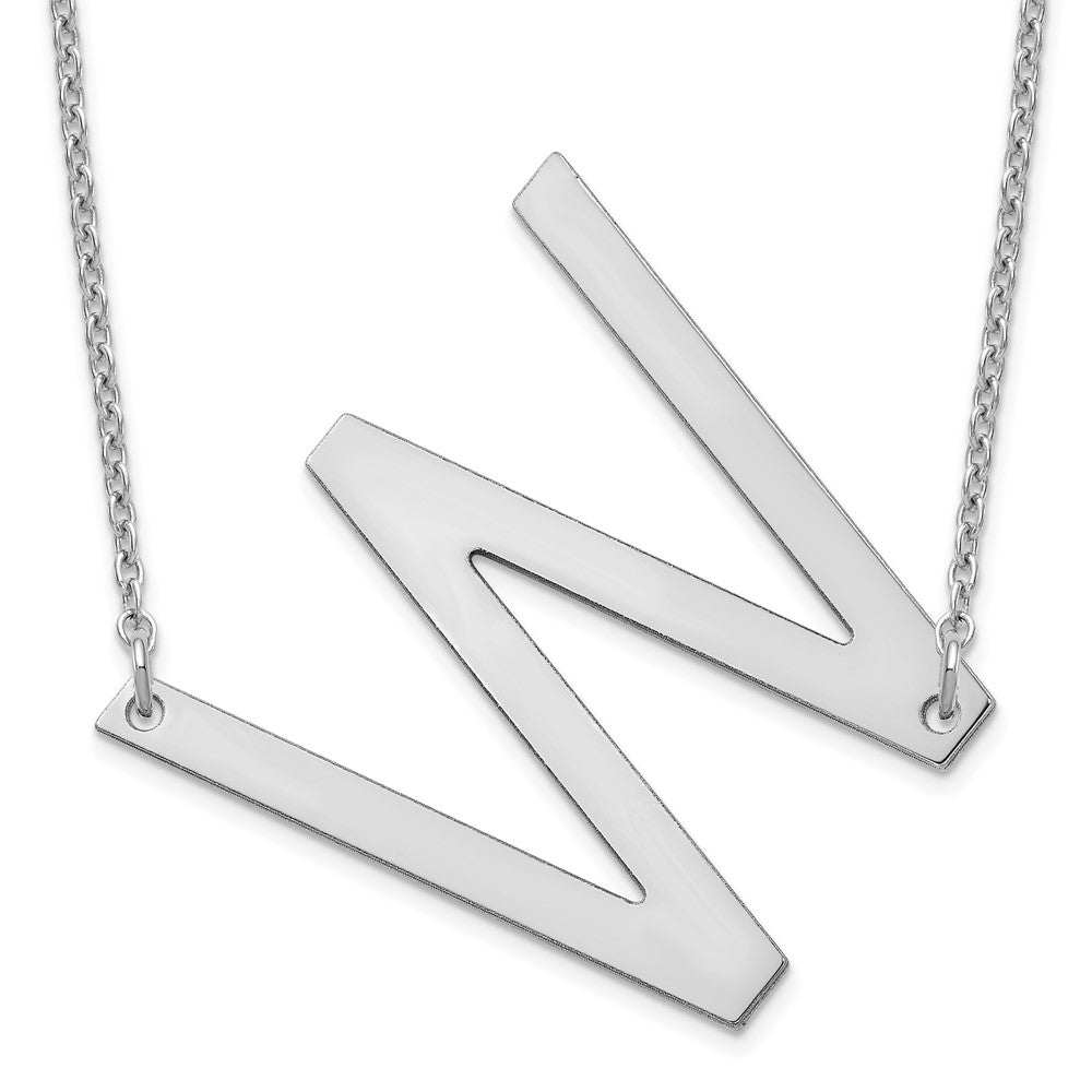 14K White Gold Polished Large Letter W Necklace