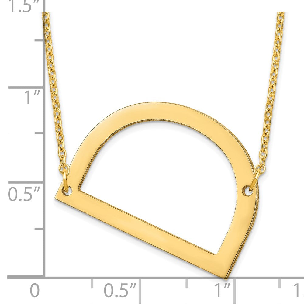 14K Yellow Gold Polished Large Letter D Necklace