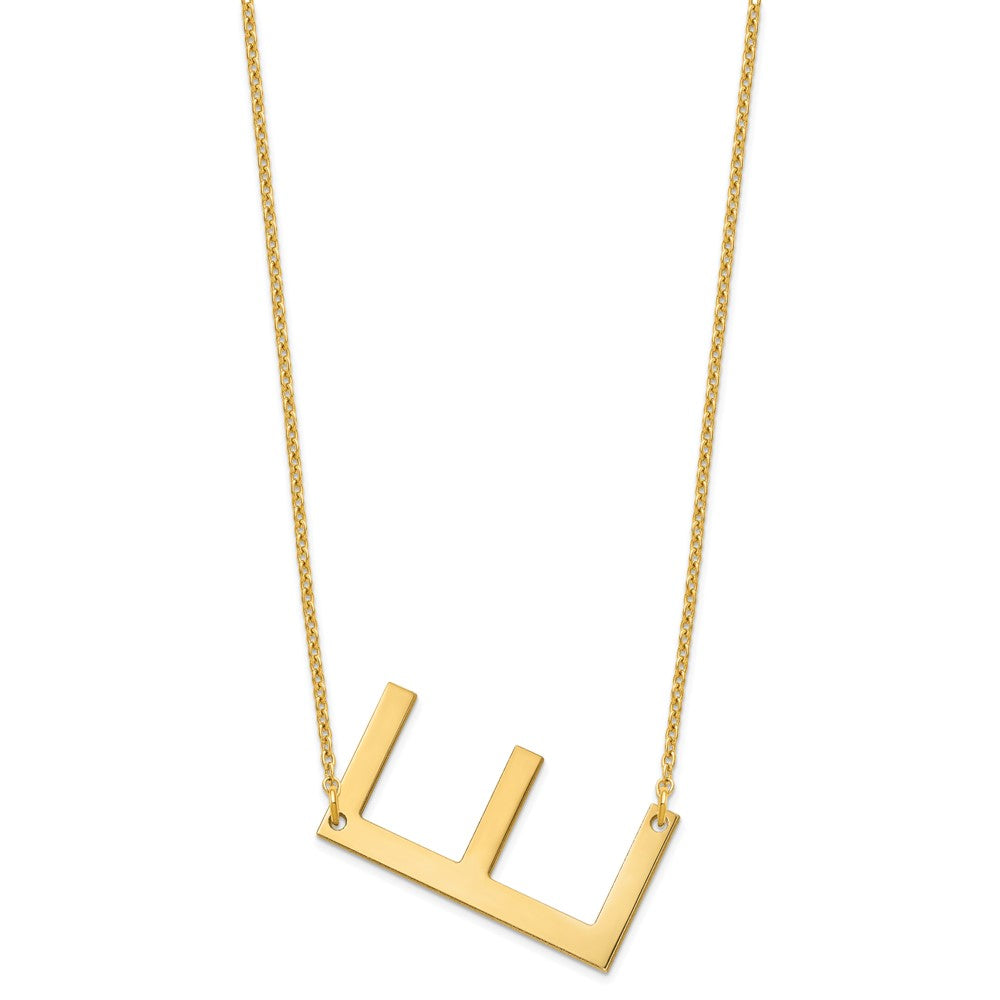 14K Yellow Gold Polished Large Letter E Necklace