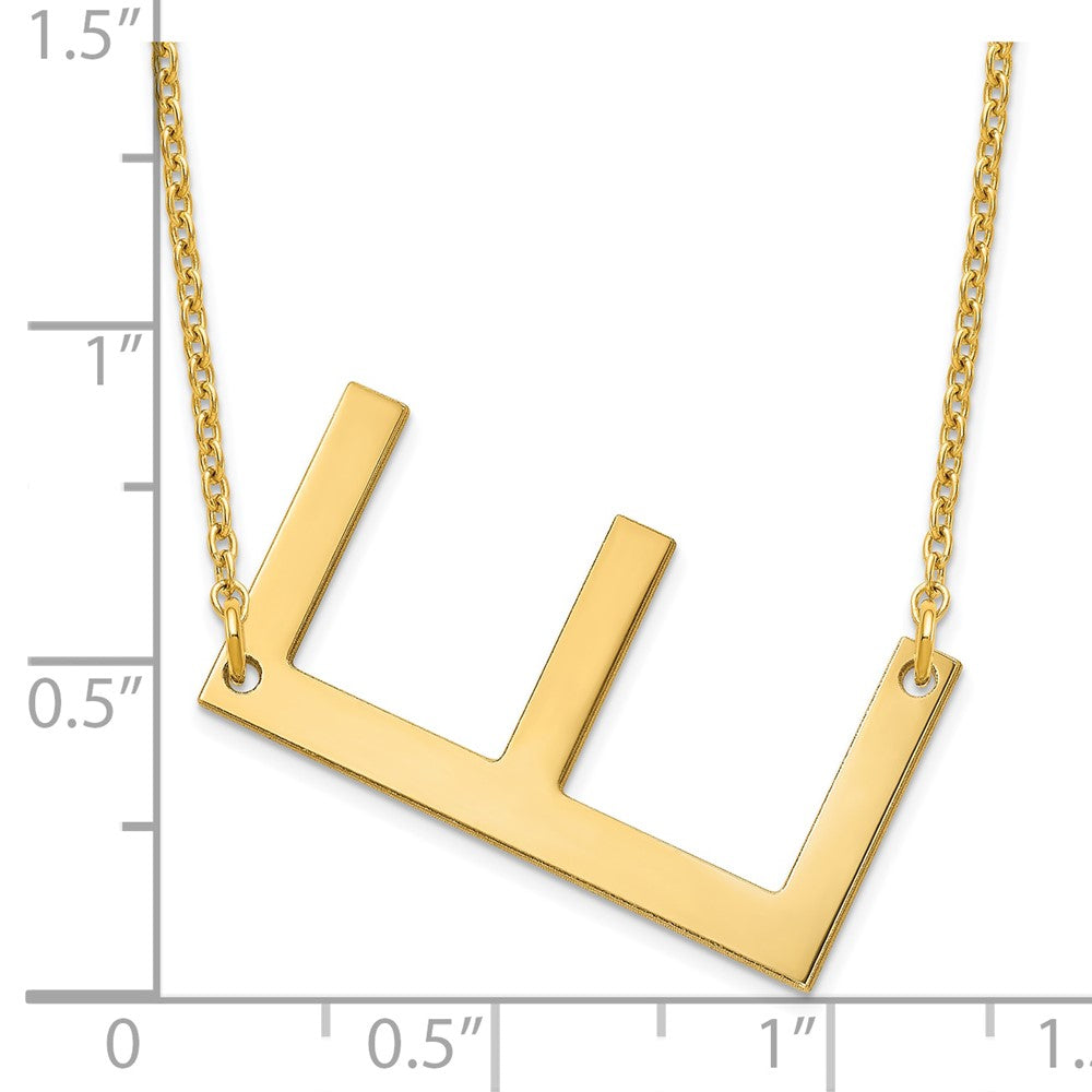 14K Yellow Gold Polished Large Letter E Necklace