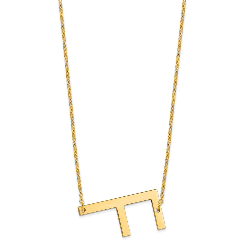 14K Yellow Gold Polished Large Letter F Necklace