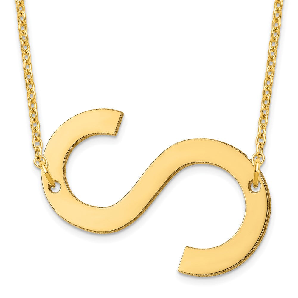 14K Yellow Gold Polished Large Letter S Necklace
