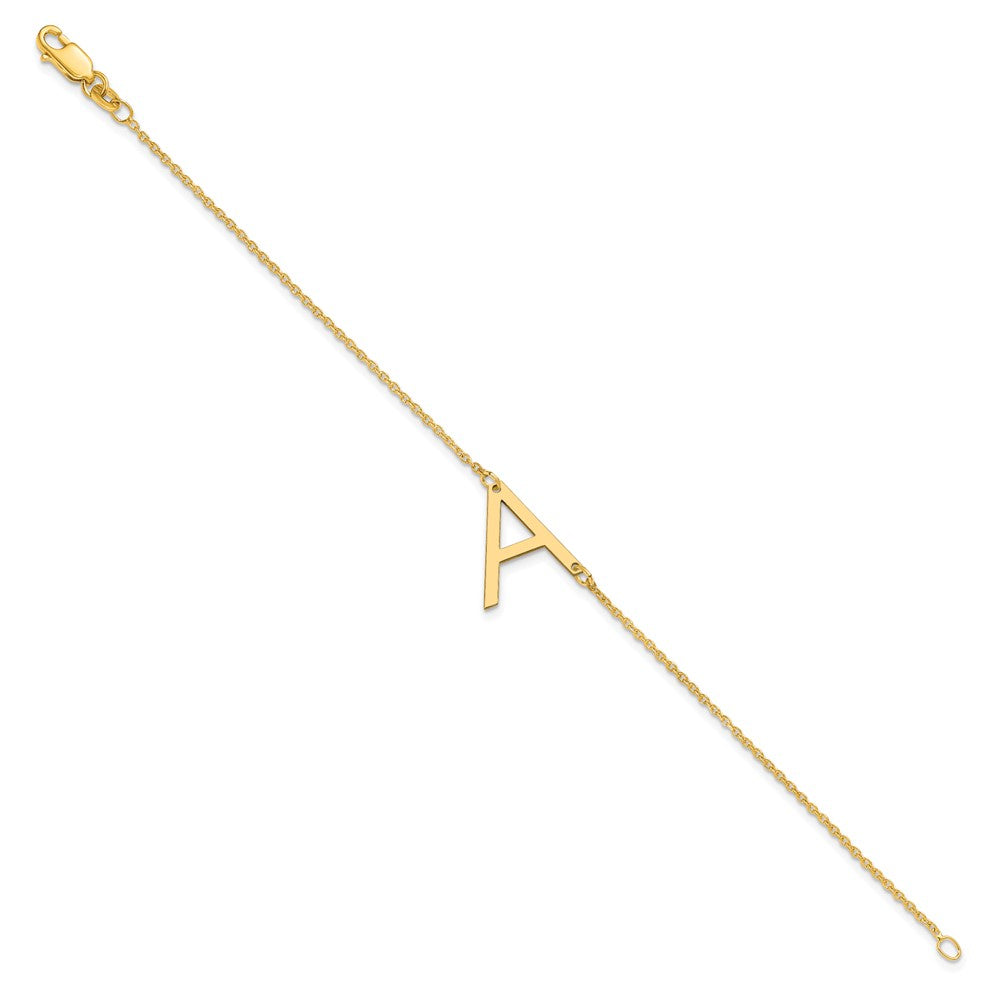 Sterling Silver Gold Plated Polished Small Letter A Bracelet