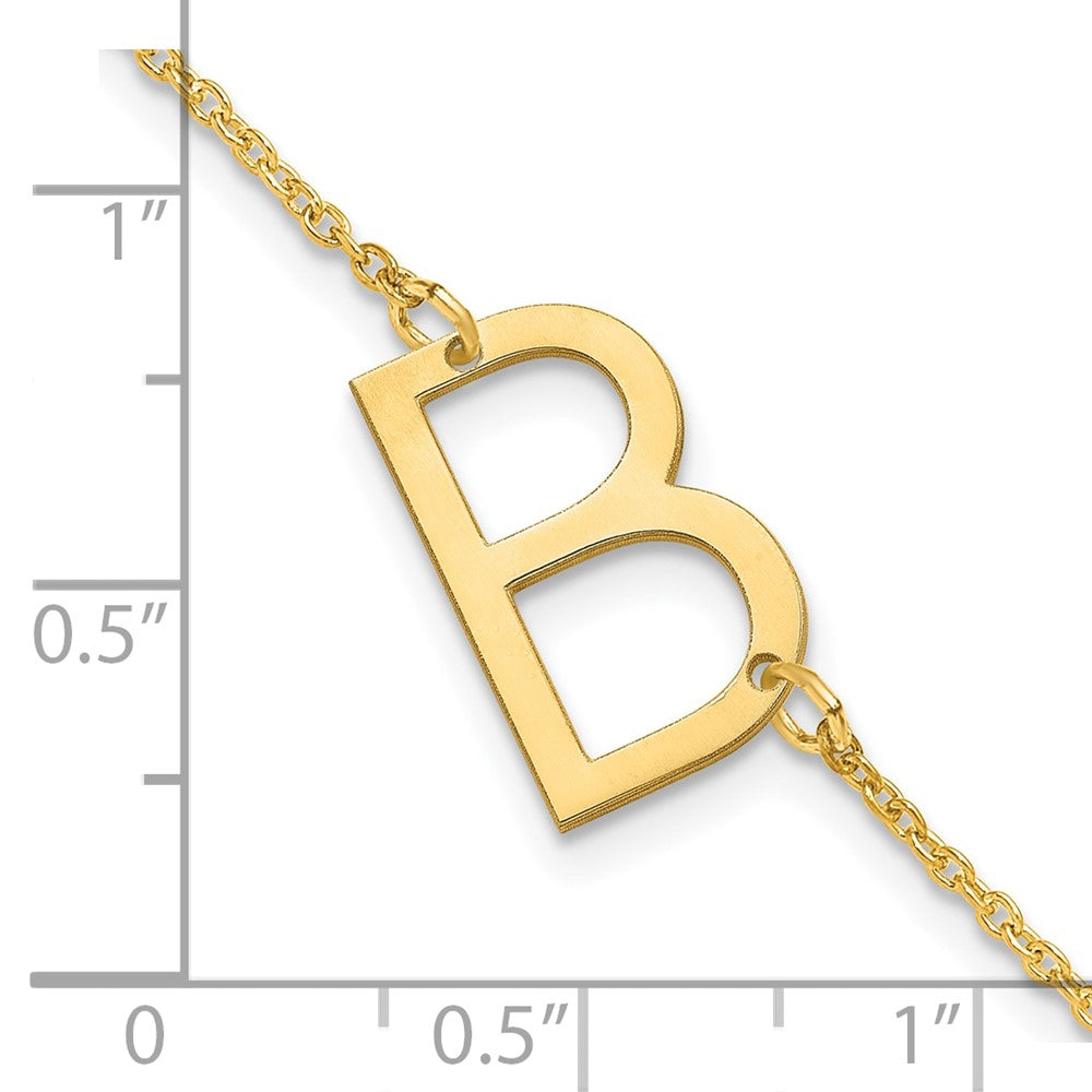Sterling Silver Gold Plated Polished Small Letter B Bracelet