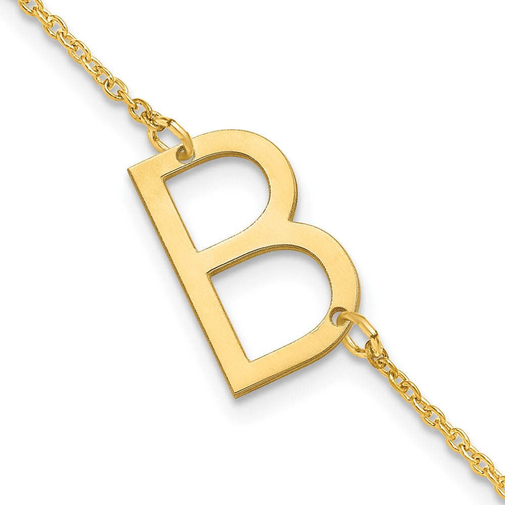 Sterling Silver Gold Plated Polished Small Letter B Bracelet