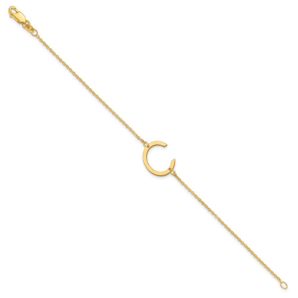 Sterling Silver Gold Plated Polished Small Letter C Bracelet