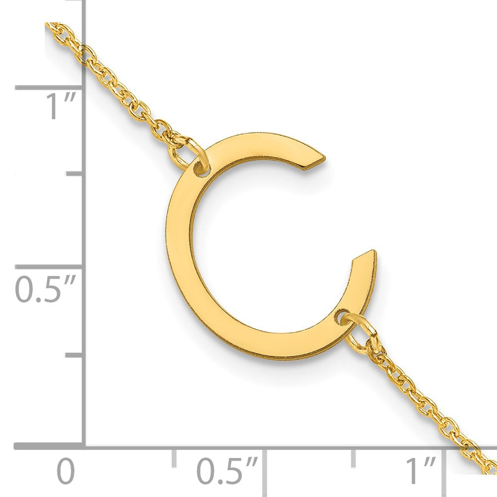 Sterling Silver Gold Plated Polished Small Letter C Bracelet