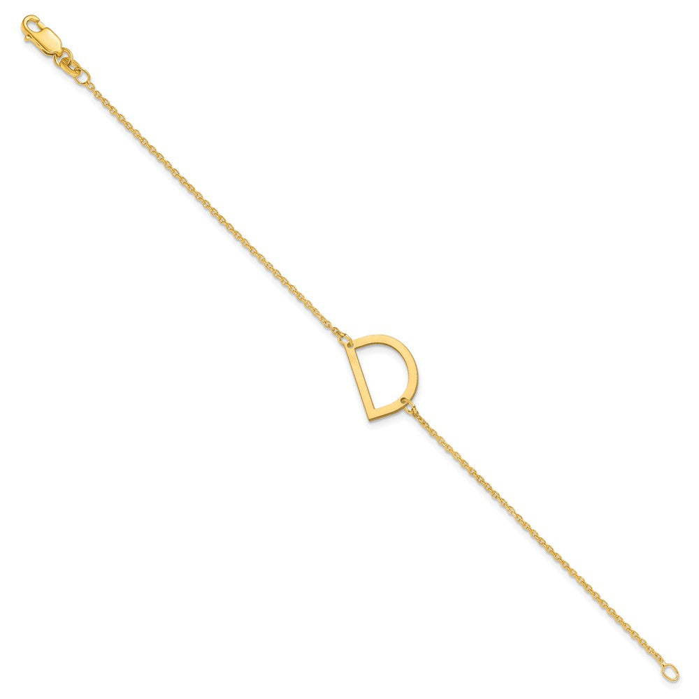 Sterling Silver Gold Plated Polished Small Letter D Bracelet