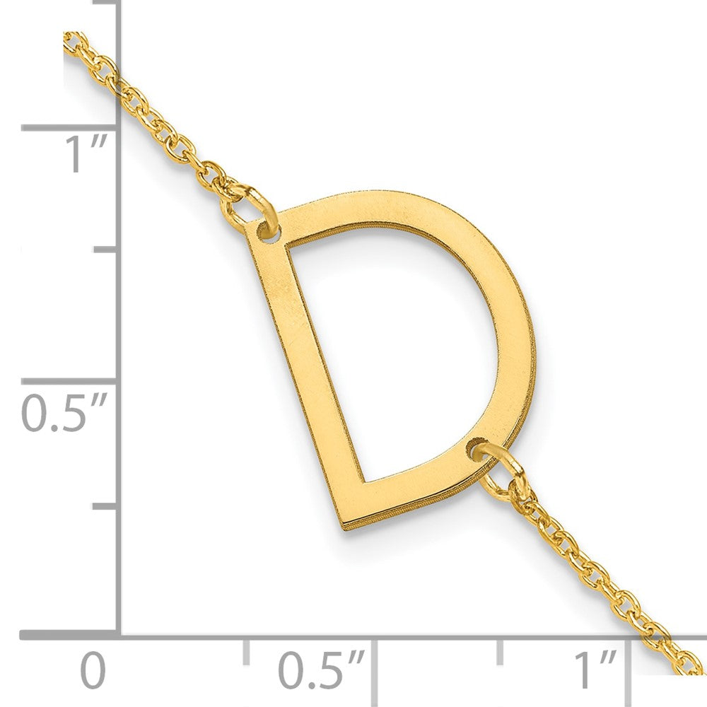 Sterling Silver Gold Plated Polished Small Letter D Bracelet