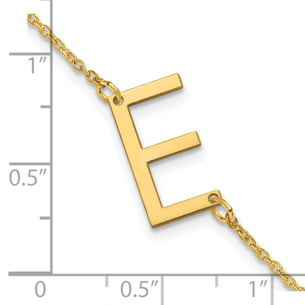Sterling Silver Gold Plated Polished Small Letter E Bracelet