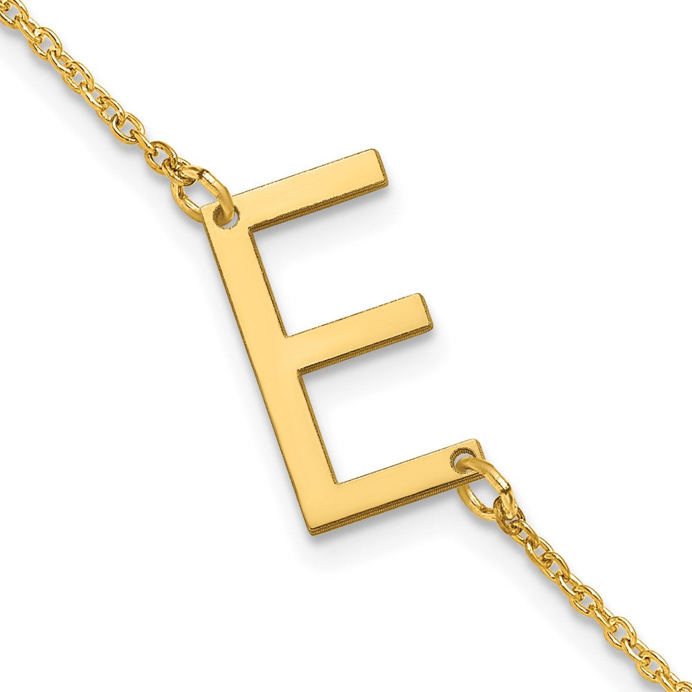 Sterling Silver Gold Plated Polished Small Letter E Bracelet