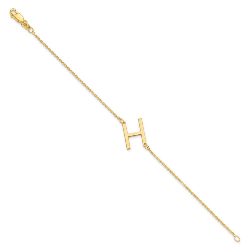 Sterling Silver Gold Plated Polished Small Letter H Bracelet