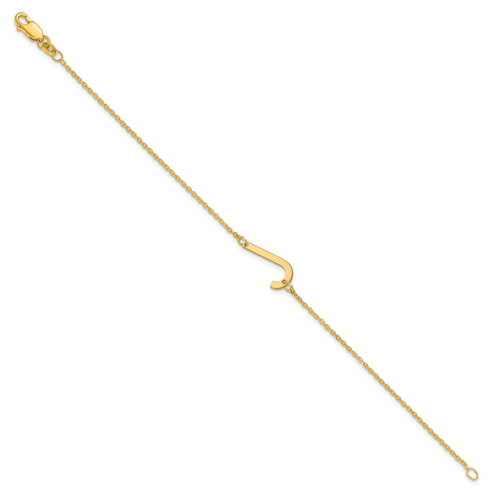 Sterling Silver Gold Plated Polished Small Letter J Bracelet