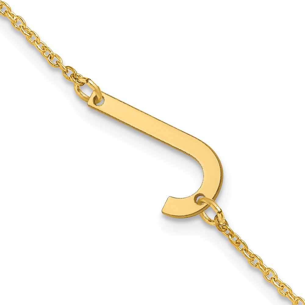 Sterling Silver Gold Plated Polished Small Letter J Bracelet