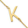 Sterling Silver Gold Plated Polished Small Letter K Bracelet