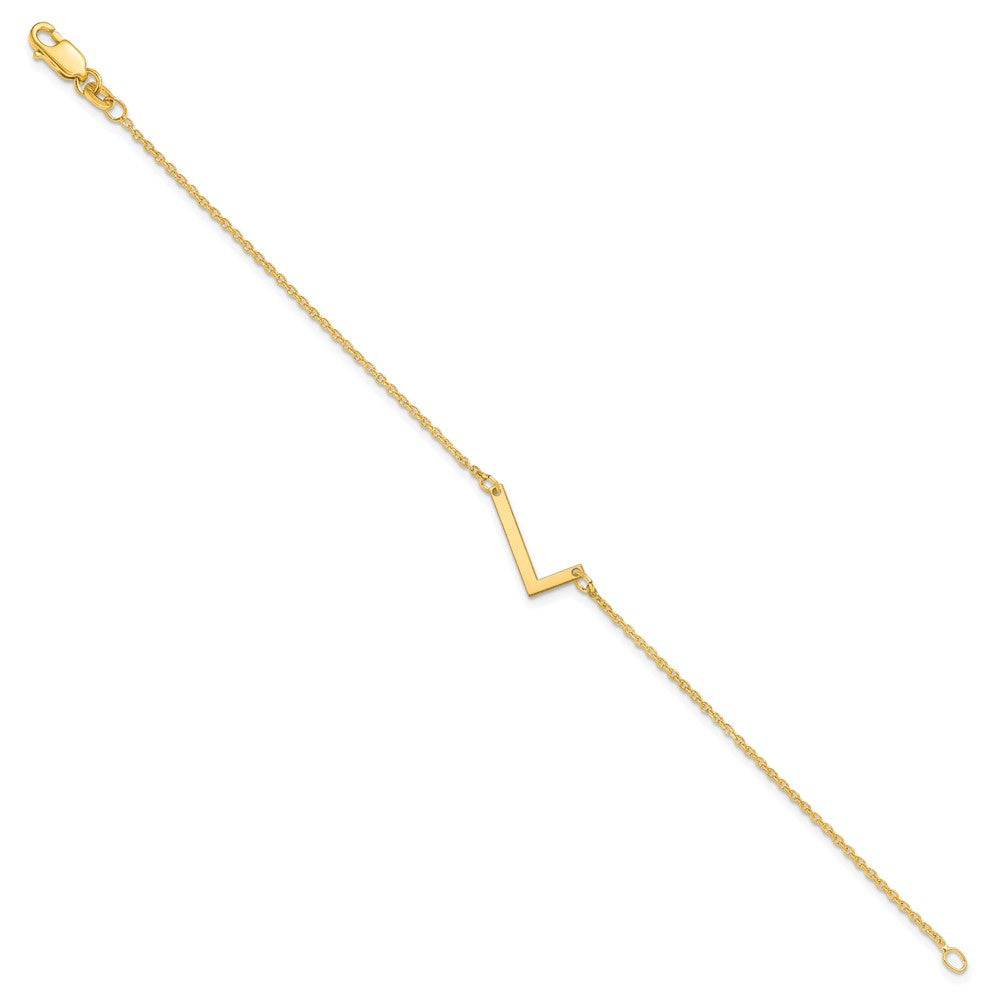 Sterling Silver Gold Plated Polished Small Letter L Bracelet