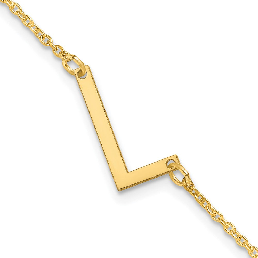Sterling Silver Gold Plated Polished Small Letter L Bracelet