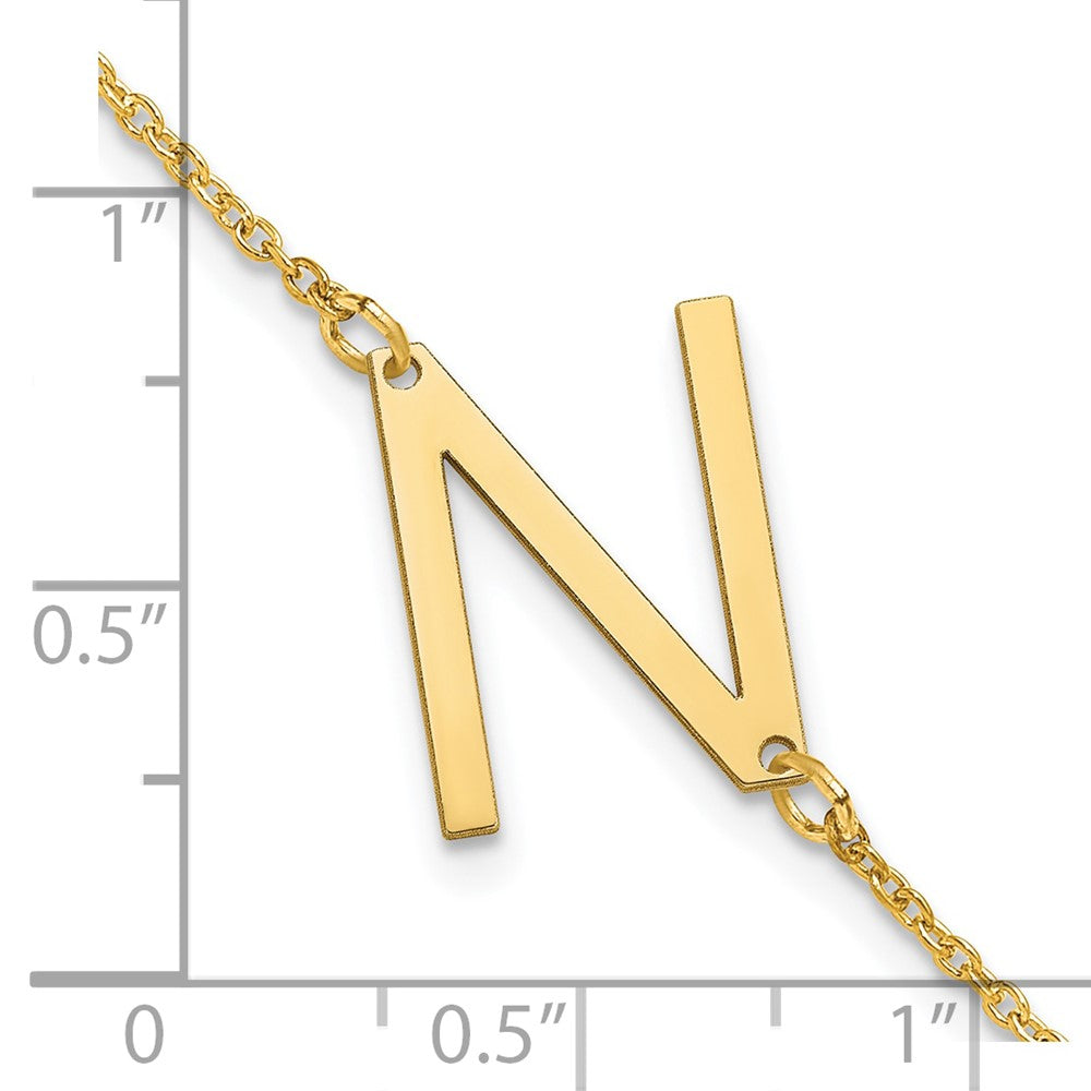 Sterling Silver Gold Plated Polished Small Letter N Bracelet