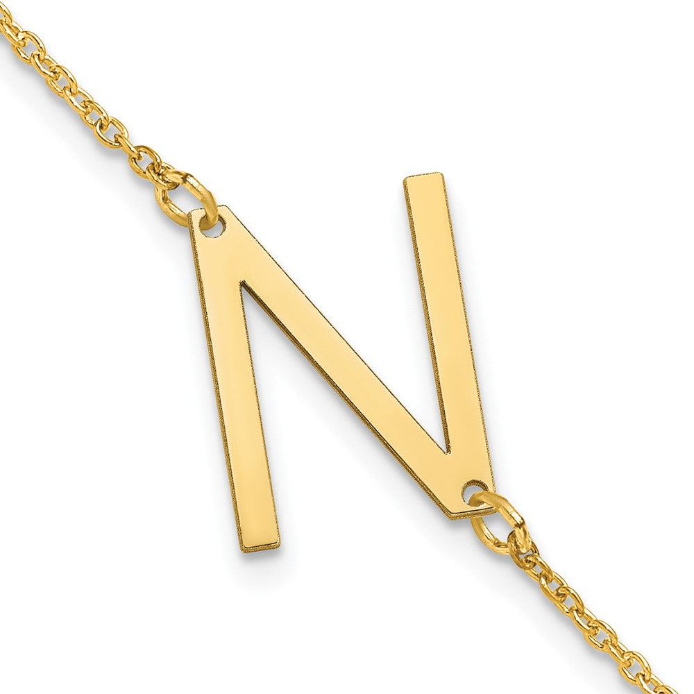 Sterling Silver Gold Plated Polished Small Letter N Bracelet